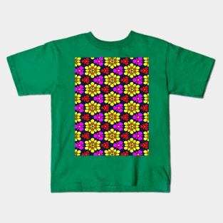 Yellow and Pink Flower Pattern Kids T-Shirt